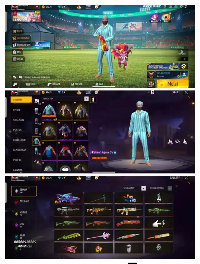 Jual akun ff spek GG