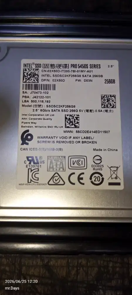 SSD INTEL 256GB