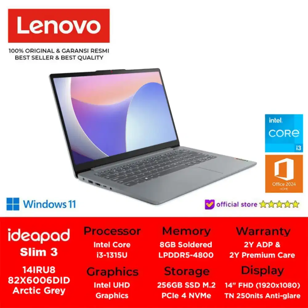 (New) Lenovo IdeaPad Slim 3 82X6006FID Intel Core i3-1315U 8GB/512GB