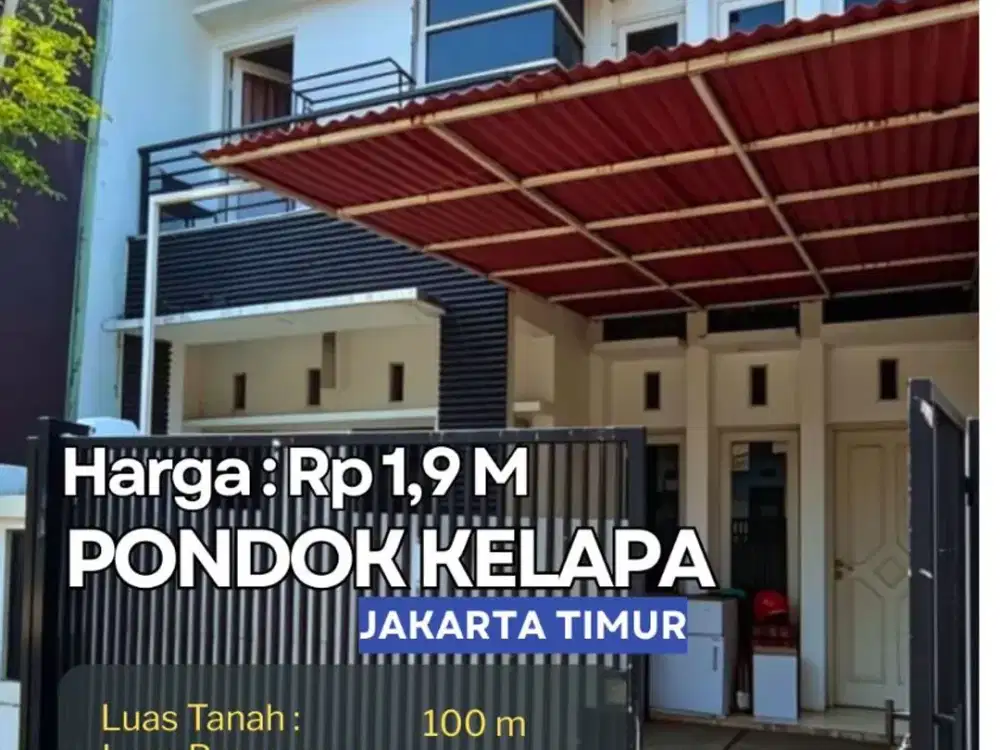JUAL CEPAT! Rumah 2 Lantai Depan Taman di Kav DKI Pondok Kelapa, Bebas Banjir S745