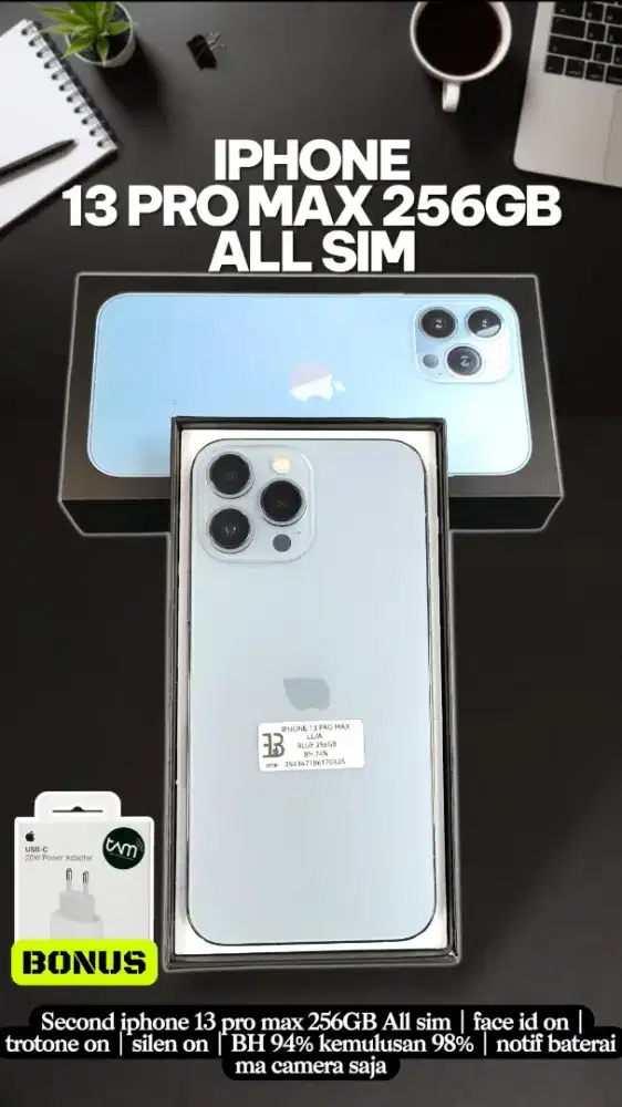 Iphone 13 pro max 256GB All oprator fullset