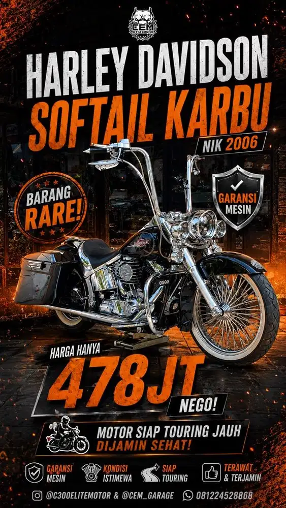 Harley davidson softail karbu rare sehat siap touring