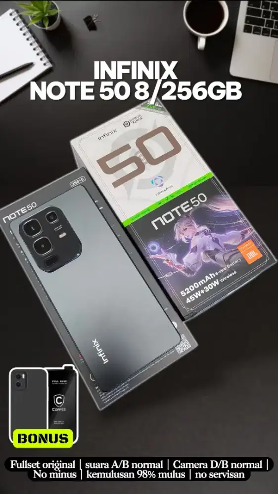 Infinix note 50 ram 8/256GB fullset mulus