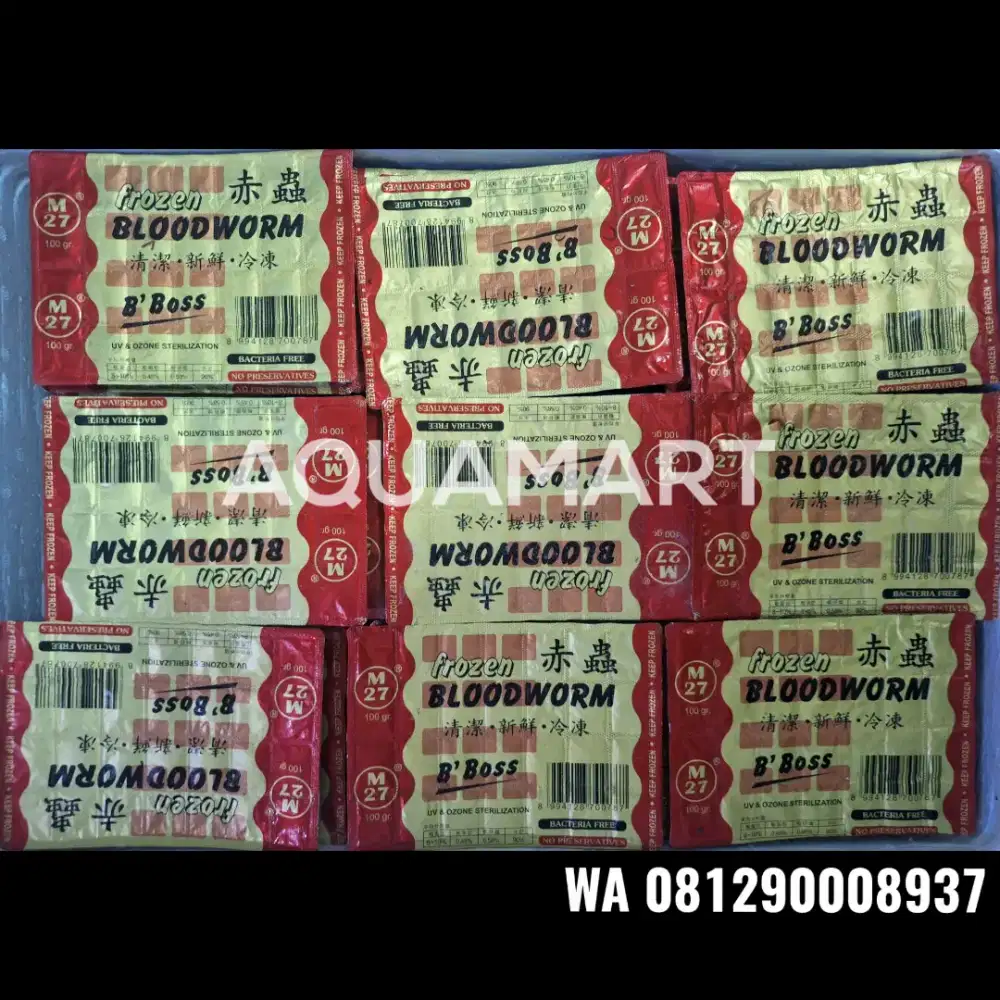 Cacing Beku Pioneer dan B'boss - Frozen Bloodworm - Pakan Ikan Hias