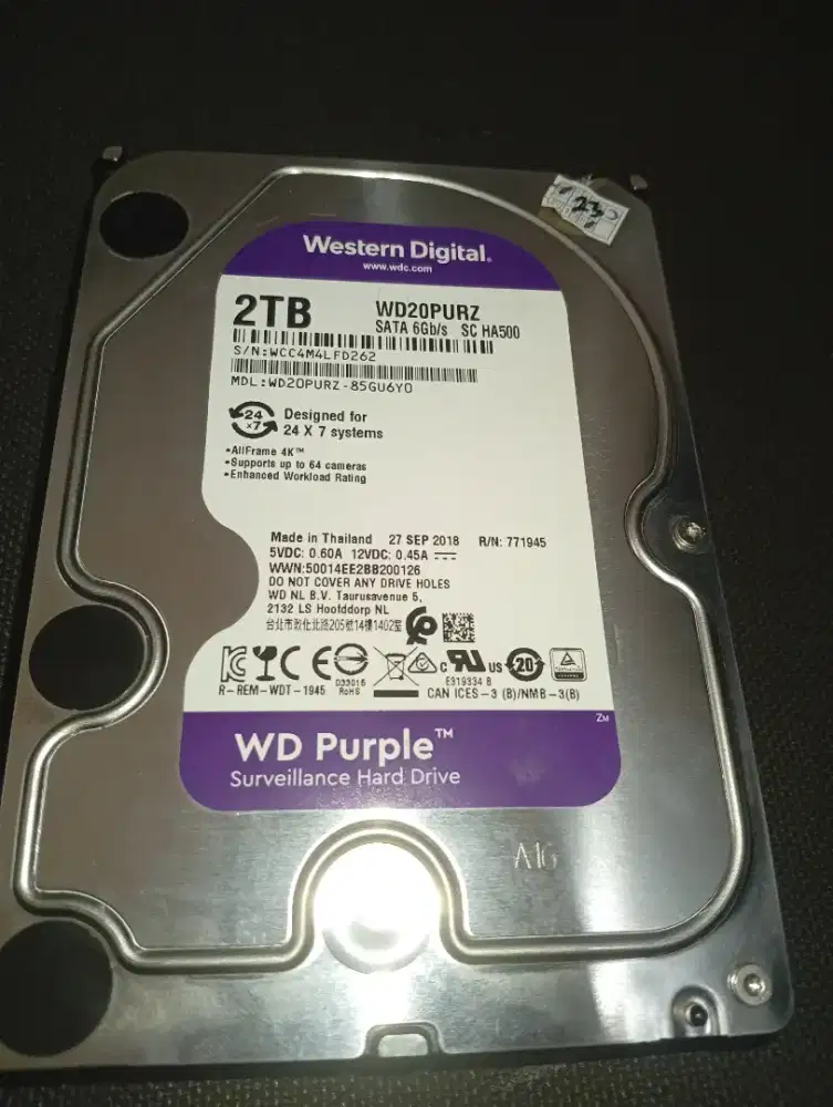 Hardisk 2tb WDC Purple normal