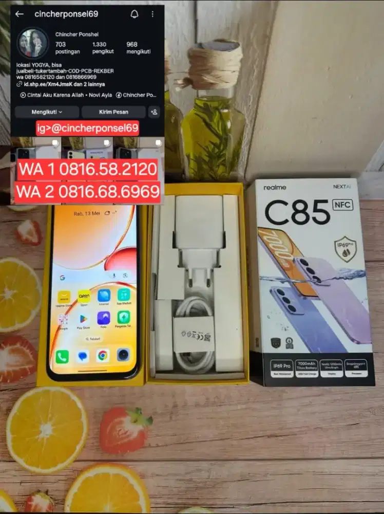 Jual hp likenew Realme C85 NFC 8/256GB istimewa