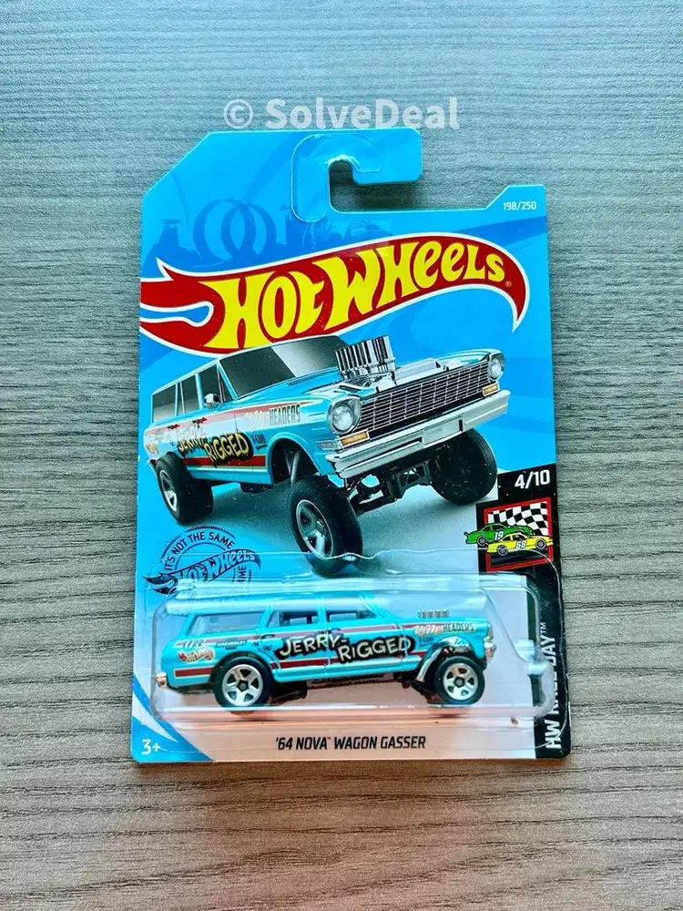 Hot Wheels 64 Nova Wagon Gasser 2019 Sky Blue Koleksi Hotwheels