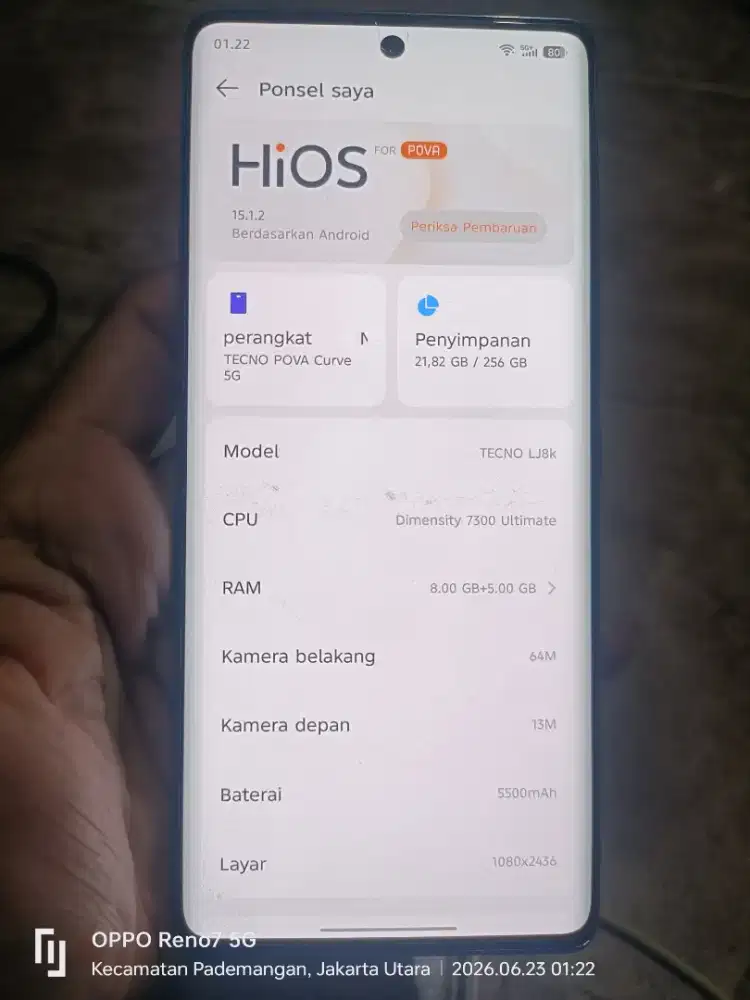 Tecno pova curve 5G+ ram 8+8/256 mulus no minus hp casan