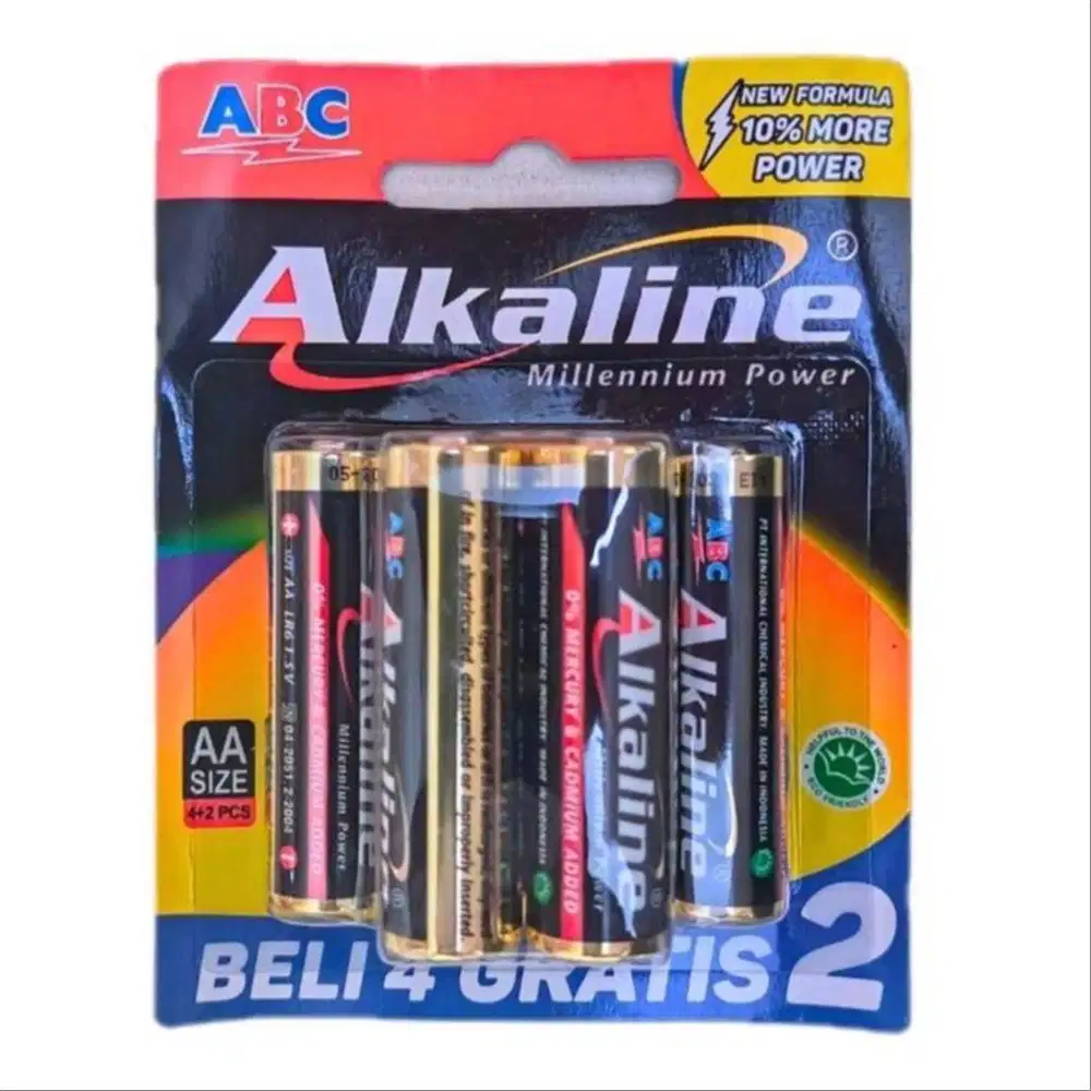 Baterai ABC Alkaline Size AA satu set isi 4 + 2 pcs