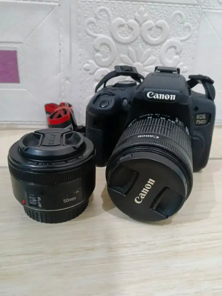Kamera Canon 750D + 2 lensa (50mm F1.8 STM & 18-55mm IS STM)