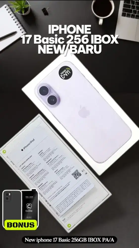 Jual ceat iphone 17 256GB ungu new ibox