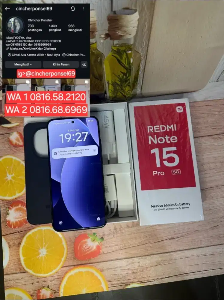 Jual hp LIKENEW redmi note 15 pro 5g open dus saja buat review