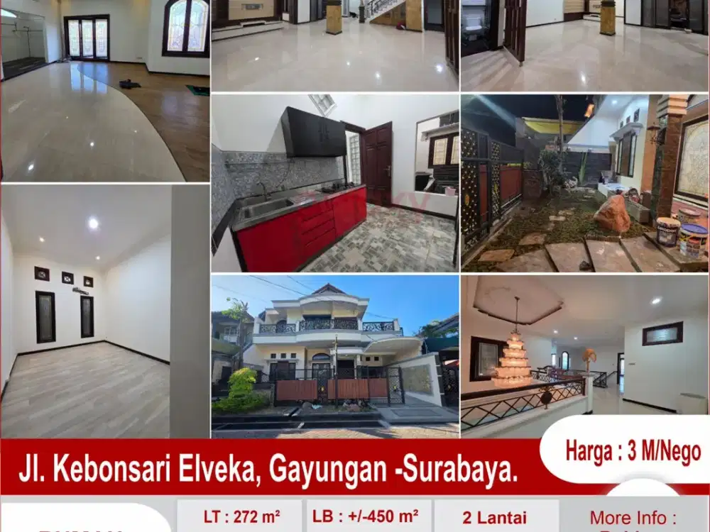 Termurah Rumah Mewah 2 Lantai Di Kebonsari Elveka Surabaya