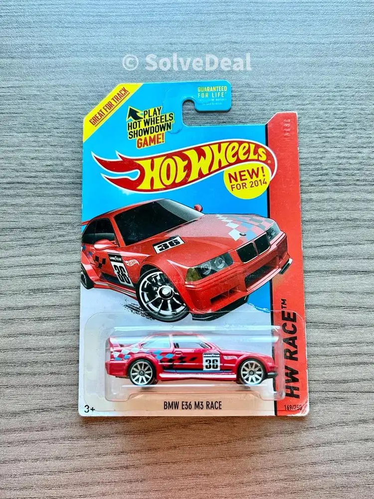 Hot Wheels BMW E36 M3 Race US Card Akta 2014 Red Koleksi Hotwheels