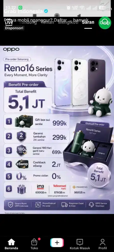 Pre-order Oppo Reno 16 series dapatkan benefit hingga 5.1Jt