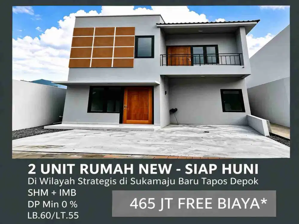 Jual 2 Rumah Baru 2 Lantai Dekat Puskesmas Sukamaju Baru Cimanggis Depok