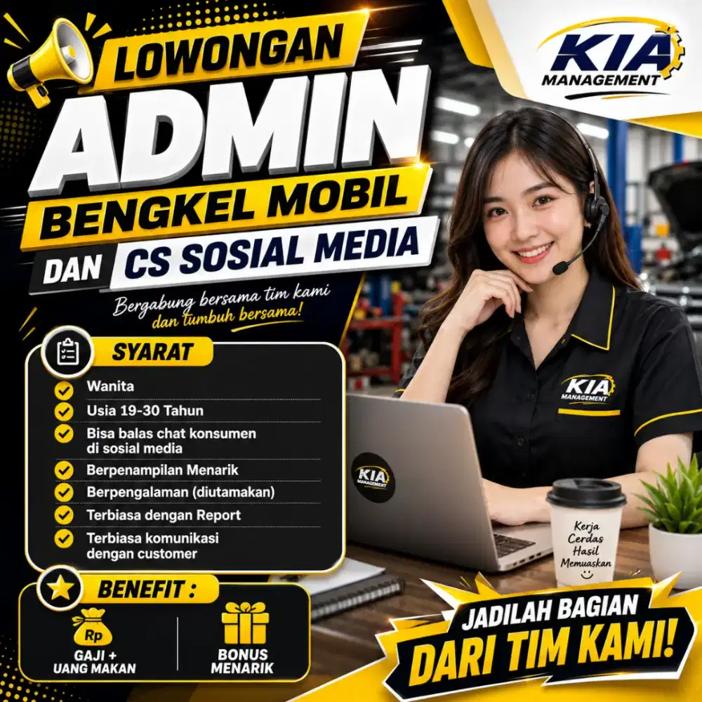 LOWONGAN ADMIN DAN CS SOSIAL MEDIA BENGKEL MOBIL
