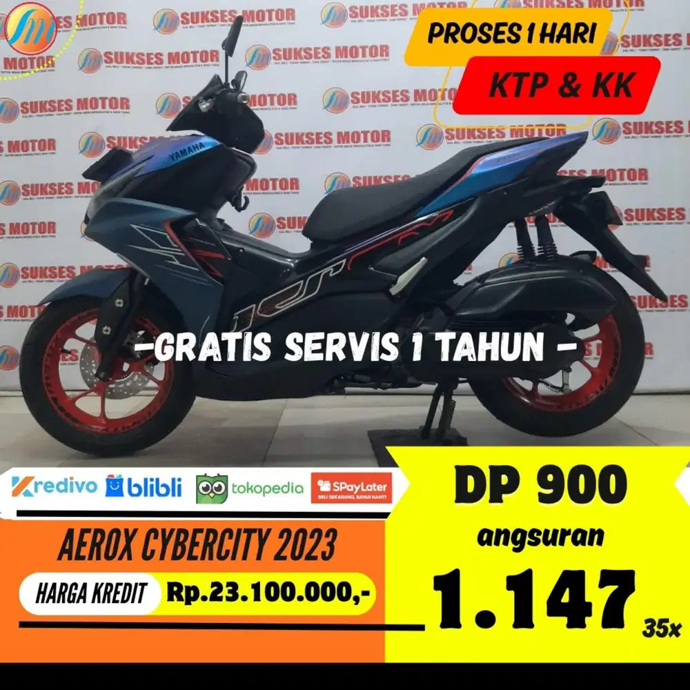 DP CUKUP 900RB KREDIT YAMAHA AEROX CYBERCITY 2023 ANGSURAN RENDAH