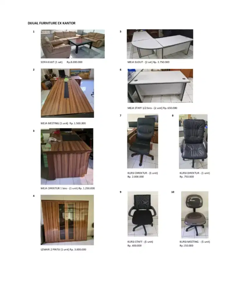 Jual Furniture Ex Kantor