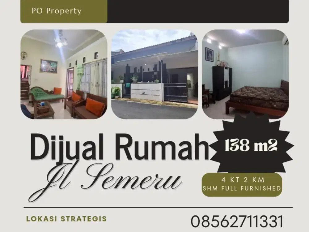 Rumah Furnished Jl Semeru Dekat Akpol dan Akses Tol