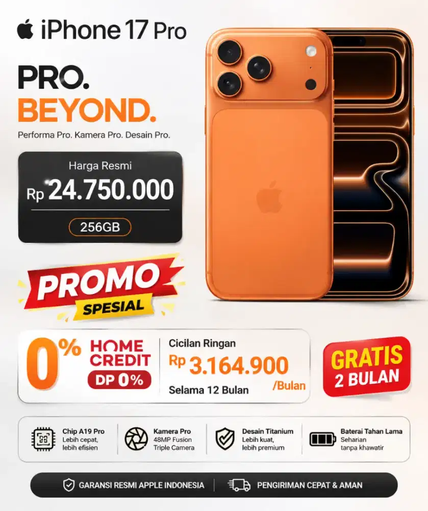 IPHONE 17 PRO 256GB BARANG BARU BERGARANSI RESMI IBOX