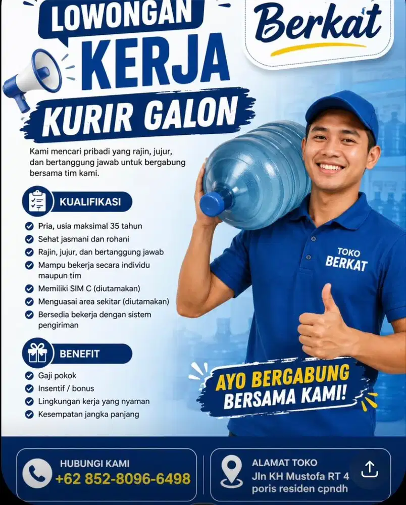 LOWONGAN KERJA KURIR GALON , GAS