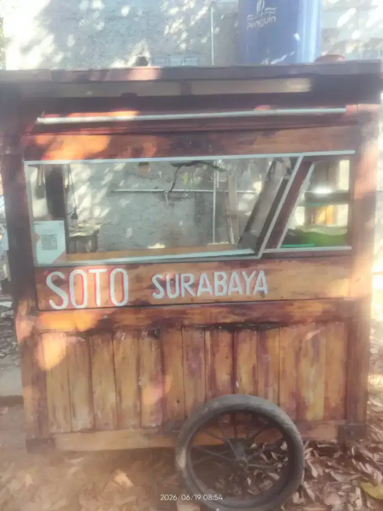 JUAL CEPAT GEROBAK SOTO KAYU KOKOH - Bonus Dandang