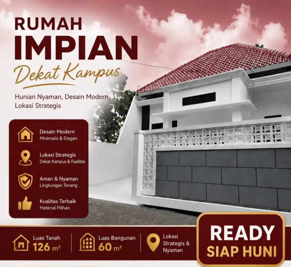RUMAH PESAN BANGUN SHM READY LINGKUNGAN BERKEMBANG POSISI HOOK