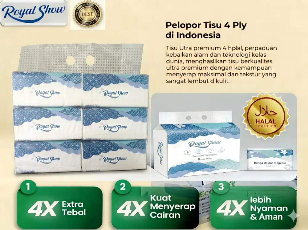 Tisu Wajah, Facial Tissue Royal Show 1 pack isi 6 pcs 400 Lembar