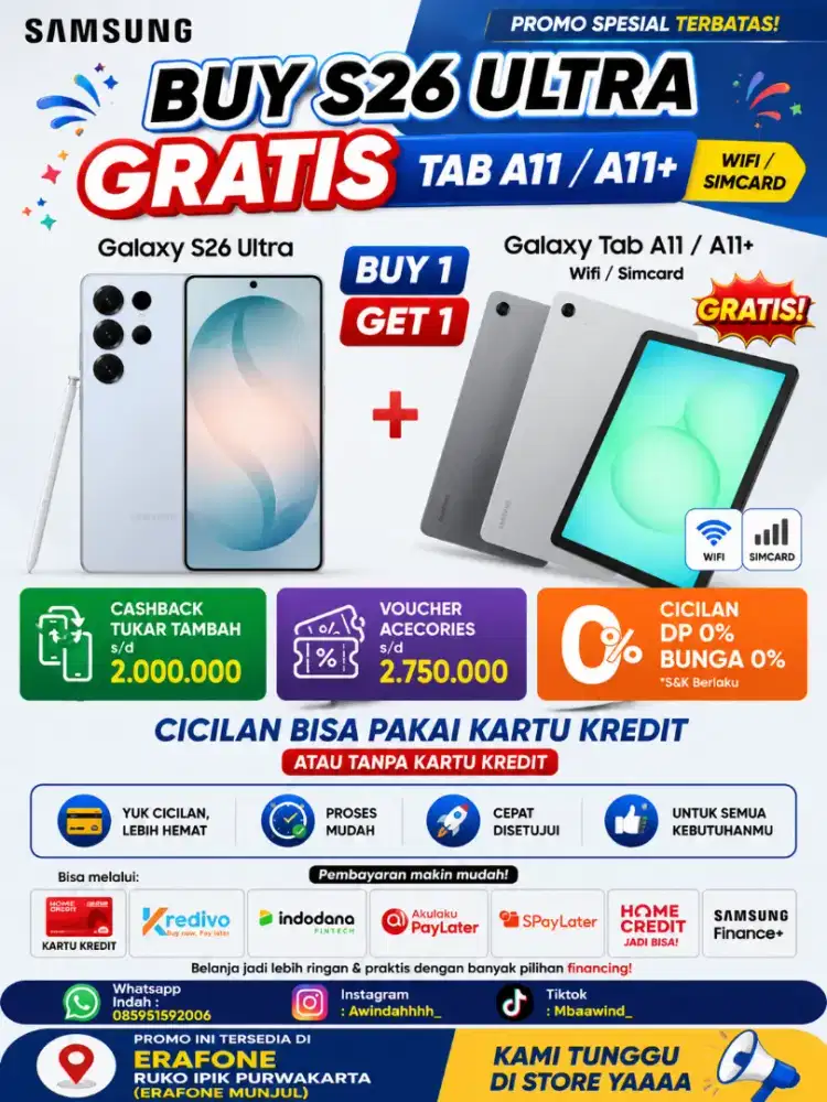 Galaxy S26 Ultra Gratis Tablet A11 series