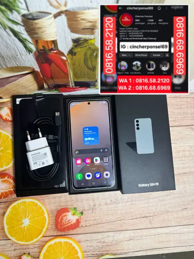 Jual hp likeNEW SAMSUNG S24 fe 5g 8/256 istimewa grs aktif FRE adaptor