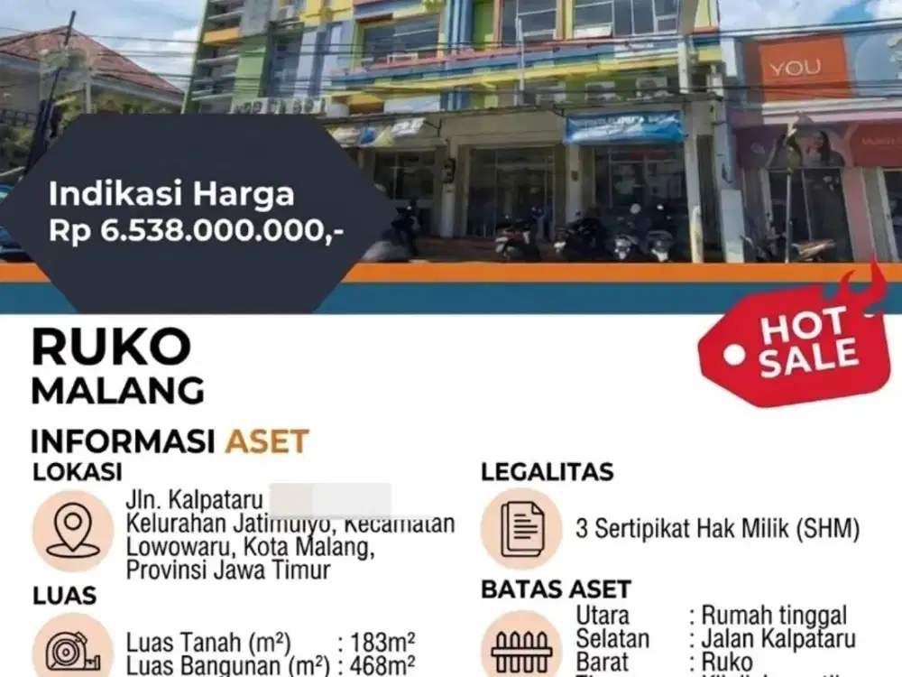 Ruko di area Suhat Malang