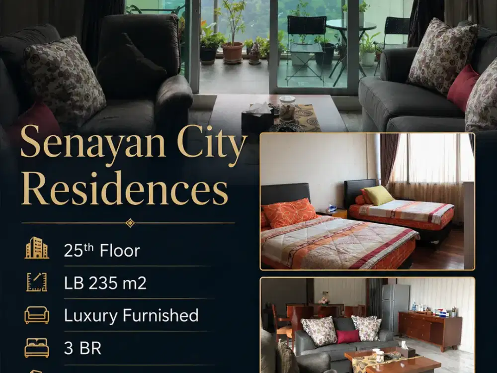 Sewa Apartemen Senayan Residence 3BR Siap Huni Lokasi Jakarta Selatan