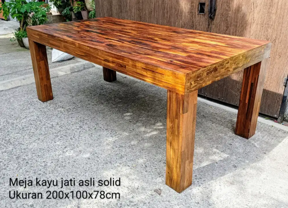 Meja kayu jati asli solid