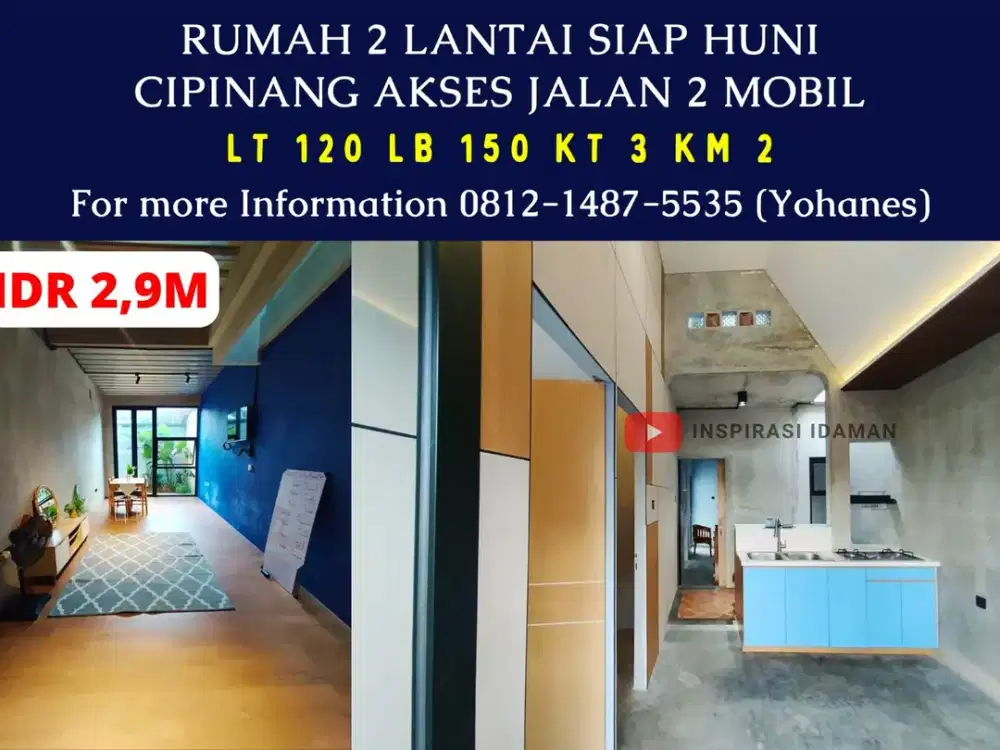 Rumah Cipinang Siap Huni Akses jalan 2 Mobil