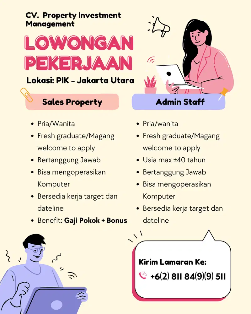 Dicari Sales Property & Admin Staff