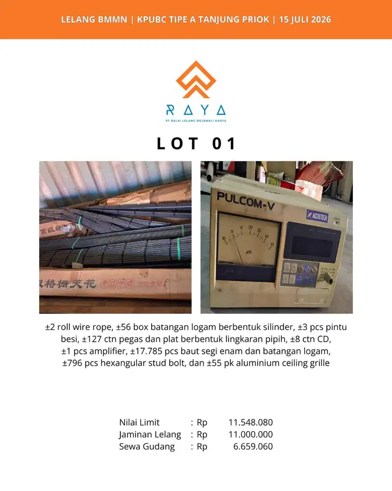 BATANGAN LOGAM, PINTU BESI, PEGAS, PLAT, BAUT SEGIENAM, WIRE ROPE DLL