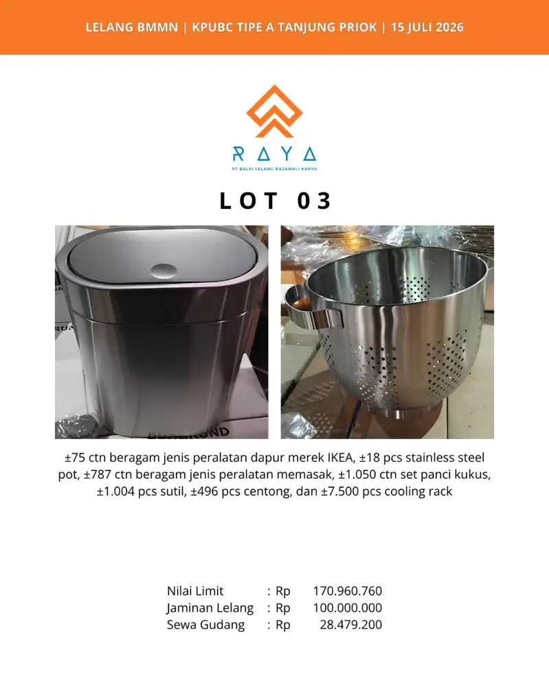 PERALATAN DAPUR, STAINLESS STEEL POT, SET PANCI KUKUS, SUTIL DLL