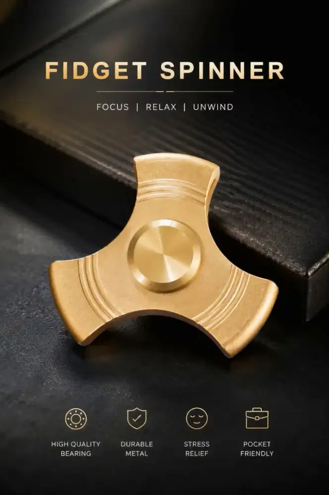 Hand Spinner Bearing Halus Warna Gold
