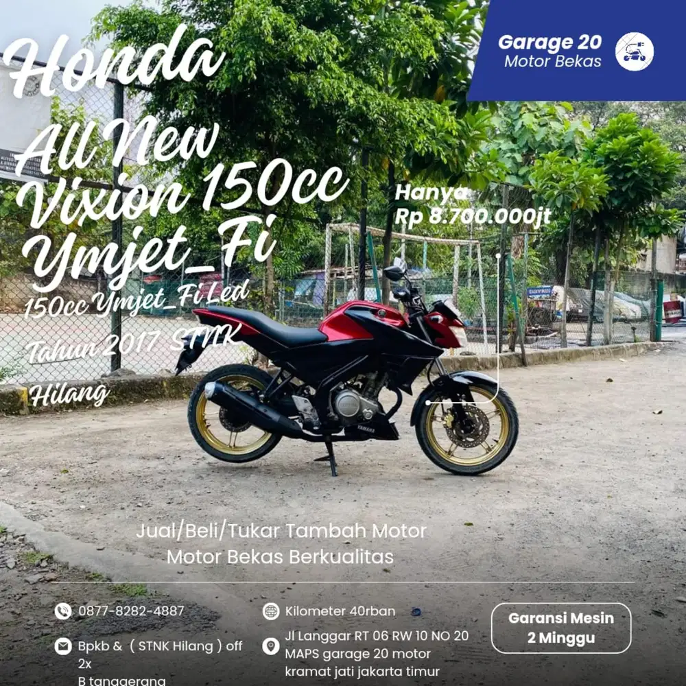 Yamaha Vixion New 150cc Ymjet_Fi STNK Hilang Tahun 2017