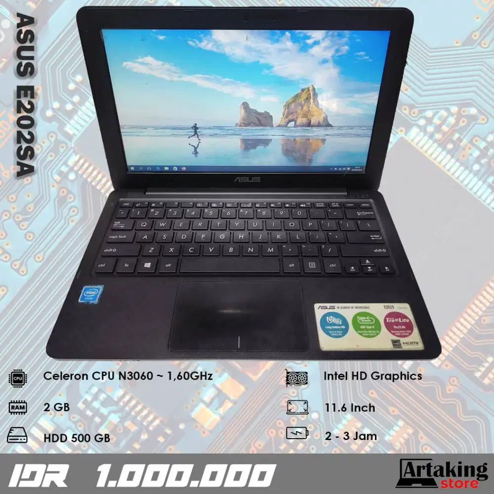 Asus E202SA - Celeron N3060 - Normal Semua Siap Pakai