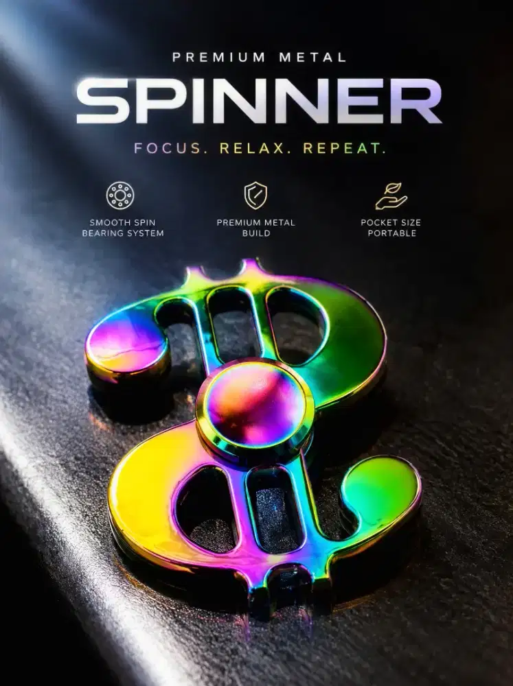 Fidget Spinner Metal Rainbow Premium Bearing Super Halus