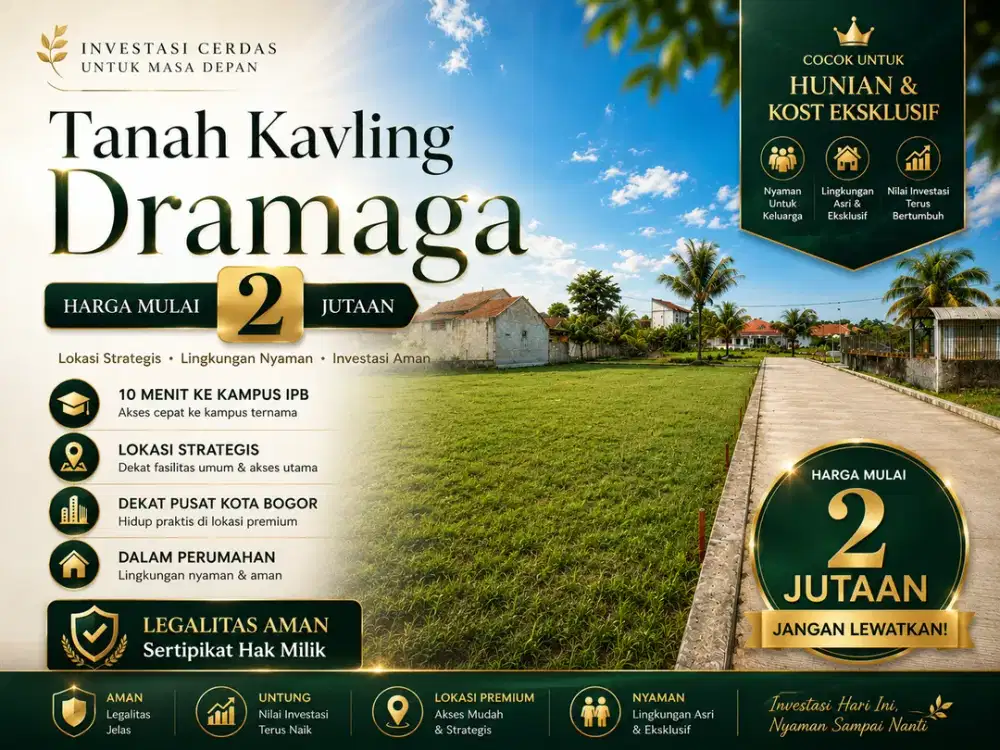 Tanah Kavling SHM Hanya 2 Jt-an Dekat Kampus IPB Dramaga