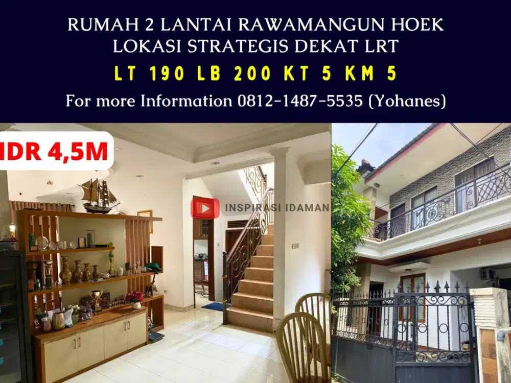 Rumah Rawamangun Hoek Lokasi Strategis dekat LRT