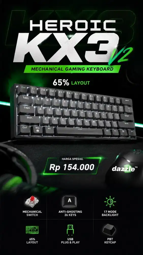 Rexus Heroic KX3 Keyboard Gaming Mechanical