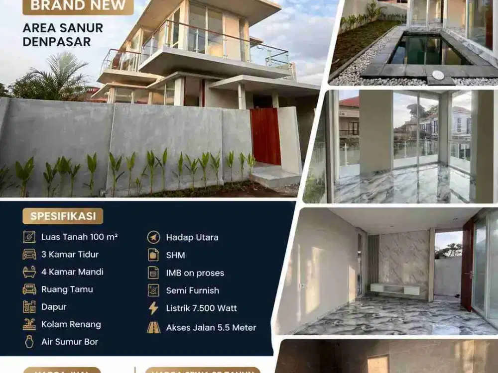 Jual Villa Baru 2 lt Kosongan Lokasi Jl Batur Sari Sanur area dekat pantai sanur