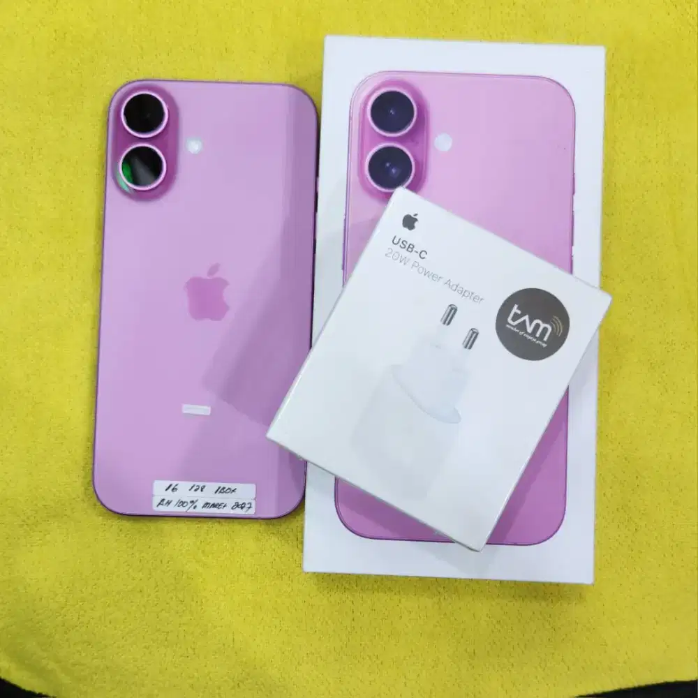 iPhone 16 128gb Pink, iBox, Garansi Maret 2027 Free Adapter