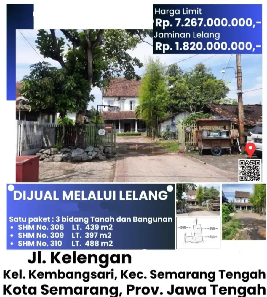 Dijual Rumah Tua Hitung Tanah Jalan Kelengan KembangSari Semarang