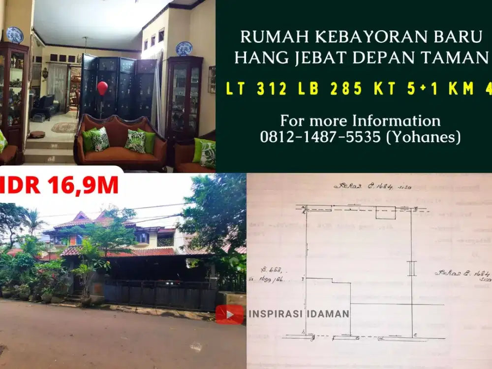 Rumah Kebayoran Baru Hang Jebat depan Taman