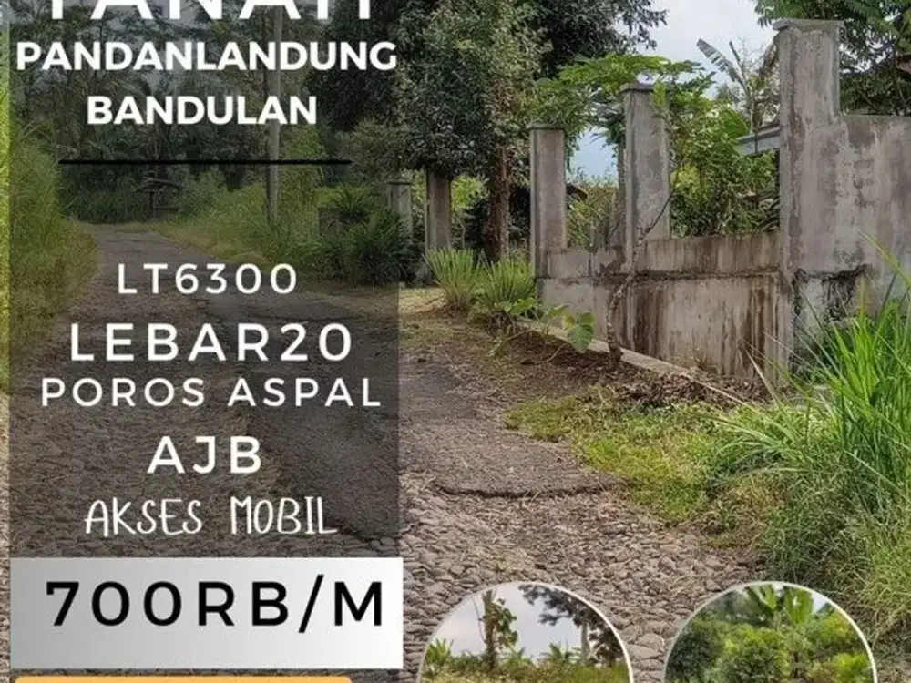 Tanah dijual bandulan pandanlandung lt5000 leb50 akses mobil selisipan